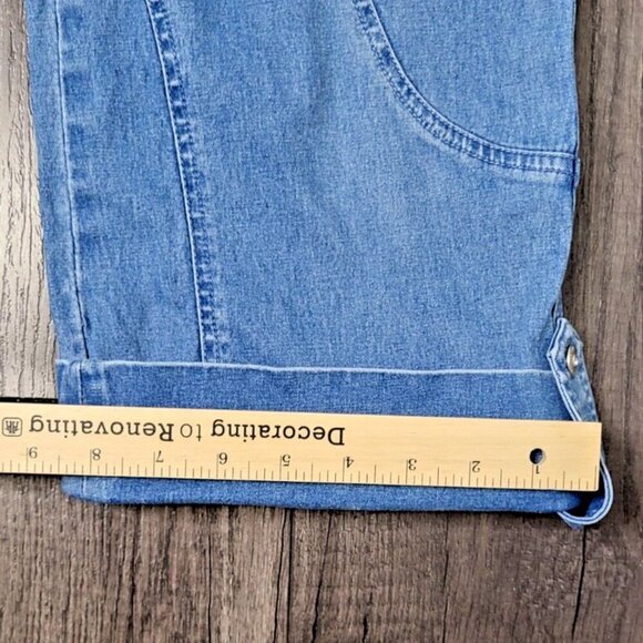 Acezung Women's Jeans Size 12 Capri Flap Pouch Pockets Medium Wash - Picture 6 of 14